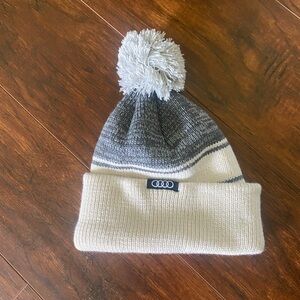 Audi- Two-Toned Gray and White Winter Beanie